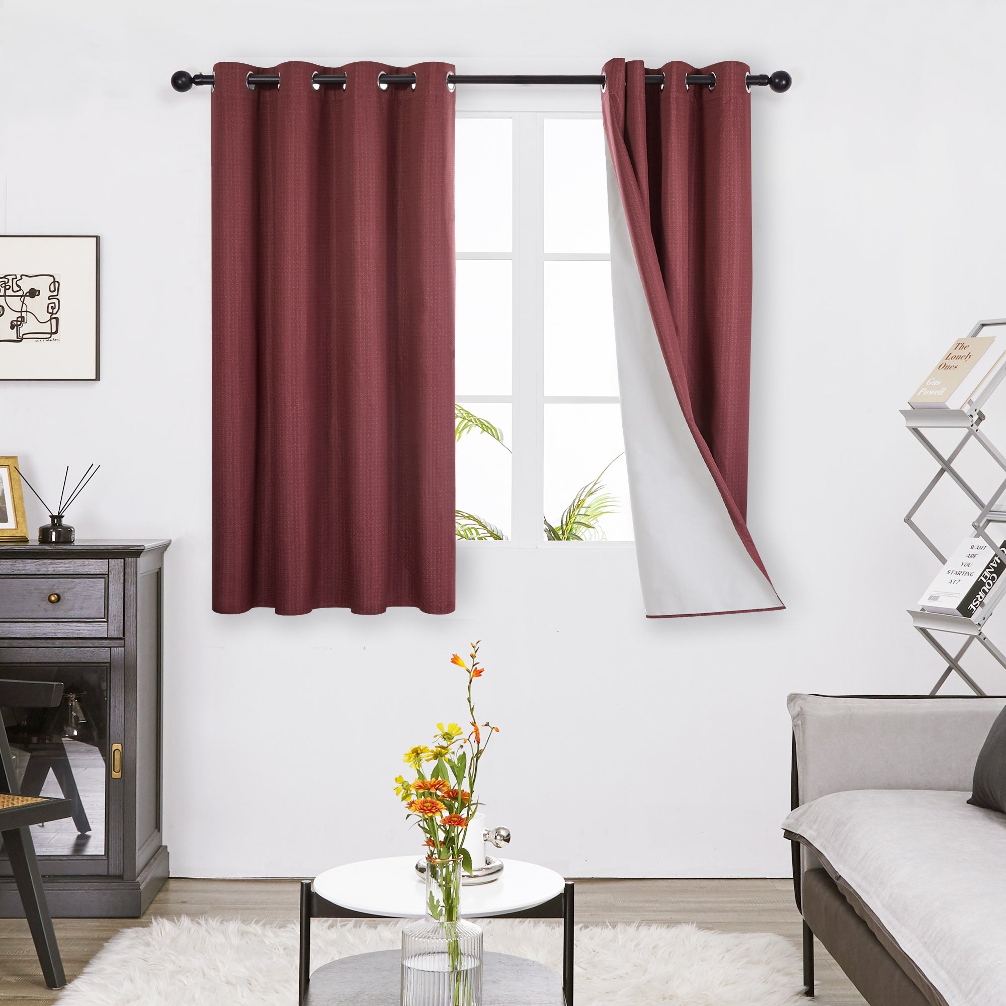 DeconovoDeconovo 100 Percent Blackout Light Weight Curtains(2 Panel