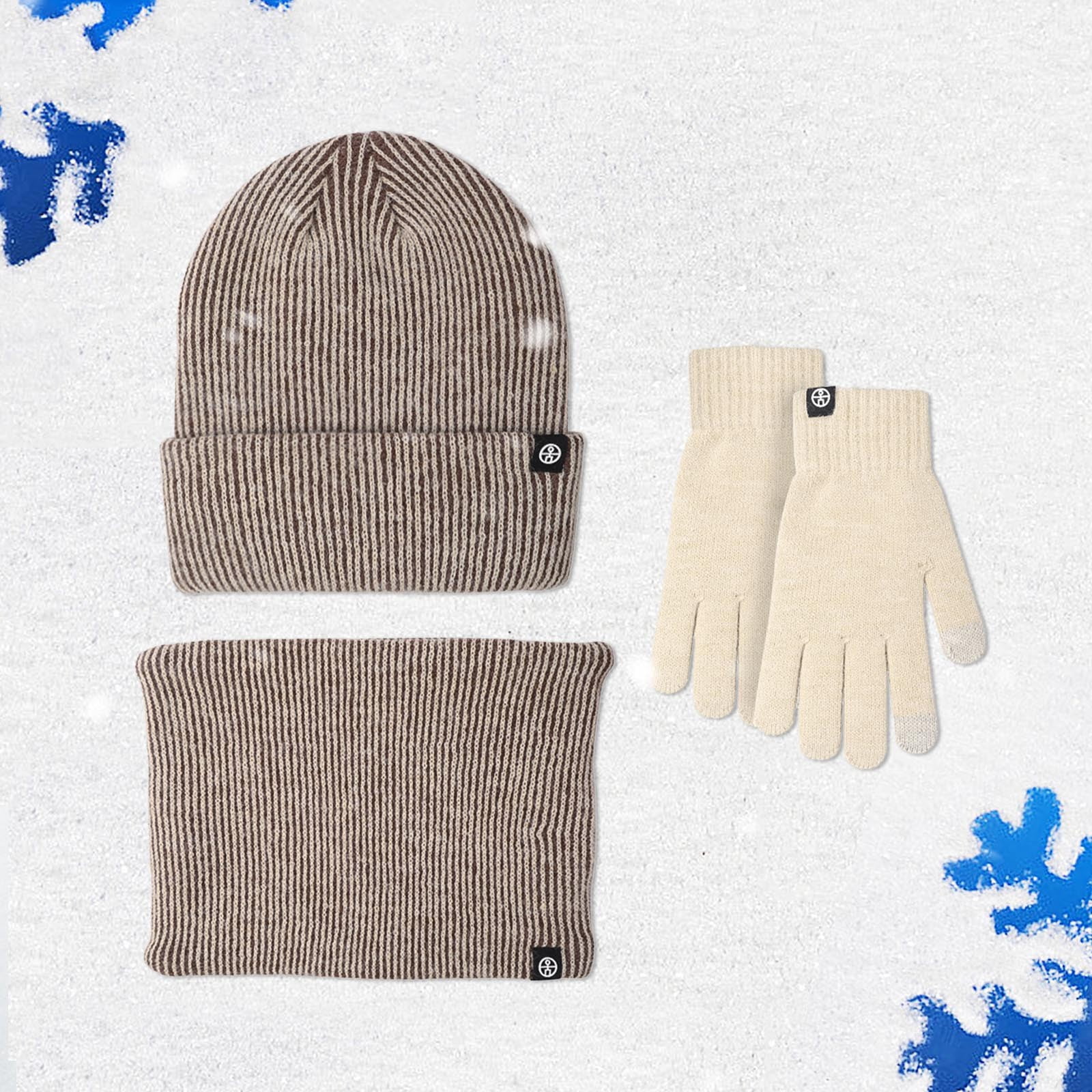 Hat for Women Hats for Men Couples Winter Outdoor Warm Winter Proof Hat Scarf Gloves Three Piece Striped Knitted Pile Hat