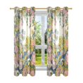 thumbnail image 7 of Yayeee Window Curtains Light Filtering 63"x42" Grommet Panel Pair Home Living Room Decor, Pink Floral Wave, 7 of 7