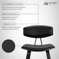 thumbnail image 5 of Armen Living Fox 28.5" Seat Height Black Faux Leather and Black Wood Mid-Century Modern Bar Stool, 5 of 9