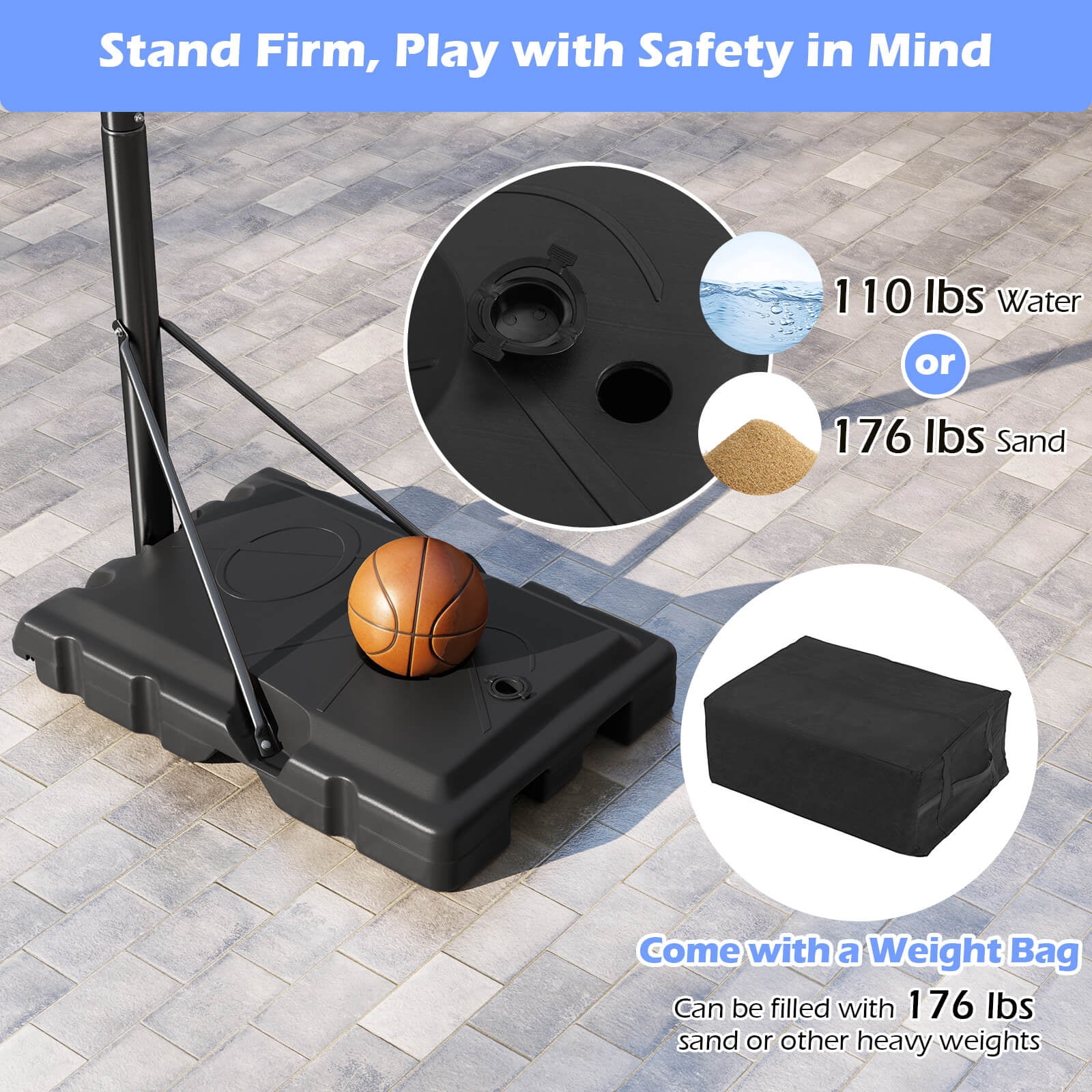 Infans 7.4-10 FT Basketball Hoop Outdoor System w/ 44 Inch Shatterproof PC Backboard