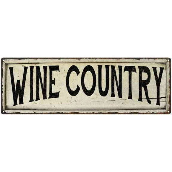 WINE COUNTRY Farmhouse Style Wood Look Sign Gift 6x18 Metal Decor 106180028295