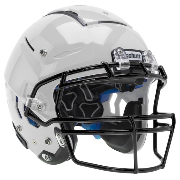 Schutt F7 LX1 Youth Football Helmet w/ attached Carbon Steel Facemask (M, White, Black ROPO-NB)