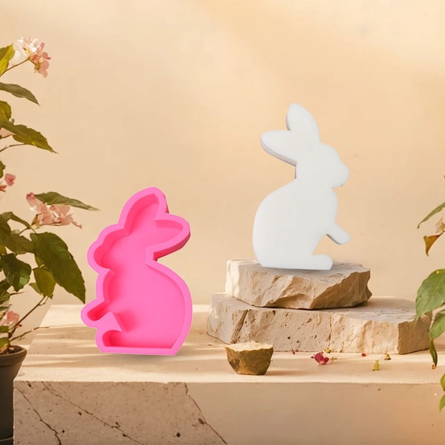 Clearance! Cute Rabbit Scented Candle Silicone DIY Plaster Animal Ornament Scented Wax Valentine's Day Scented Wax Making B