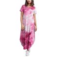 thumbnail image 2 of Ovzne Robes Grande Taille pour Femmes Rondes Robe d'Été Décontractée à Imprimé Floral Col Rond Manches Courtes Poches Robe Longue Imprimée Grande Taille, 2 of 6