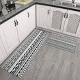 thumbnail image 2 of Black Geometric Triangle Striped Pattern Kitchen Rugs Sets Of 2,Anti Fatigue Kitchen Mat Rugs Non Slip Washable,Decorative Kitchen Floor Mats for Kitchen,Sink,Laundry,17"x30"+17"x47", 2 of 7