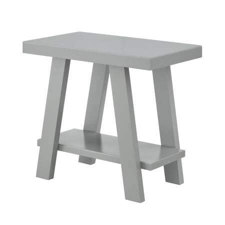 Roundhill Furniture Athens Contemporary Wood Shelf Side Table in Gray
