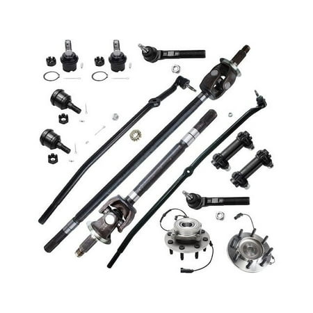 Front Axle Wheel Hub Ball Joint Tie Rod Kit - Compatible with 2006 - 2008 Dodge Ram 1500 Extended Crew Cab Pickup 2007