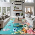 thumbnail image 3 of Seahorse Coastal Area Rugs 6'x9', Small Throw Rugs for Kitchen Dining room, Nautical Ocean Summer Blue Teal Coral Shell Indoor Outdoor Rug Non-Slip Low Pile Carpet Runner Reversible Floor Mats, 3 of 8