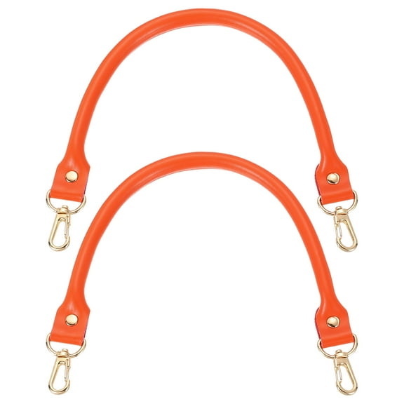 Leather Purse Strap, 2Pcs 400mm/15.75" Cowhide Purse Replacement Handle for Women's Handbag Underarm Bag Tote (Orange)