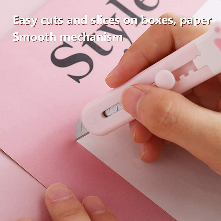 Cute Retractable Box Cutters, 3 Utility Knife, Sharp Cartons