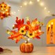 thumbnail image 2 of Decoración de árbol de calabaza de simulación de Halloween, decoraciones para el hogar de otoño y Acción de Gracias, adornos florales para mesa de comedor y sala de estar, 2 of 6