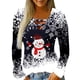 thumbnail image 2 of Pntutb Camisas para mujer Blusa de manga larga con estampado de cuello en V de Navidad Blusa regular estampada Pntutb Pntutb-980, 2 of 6