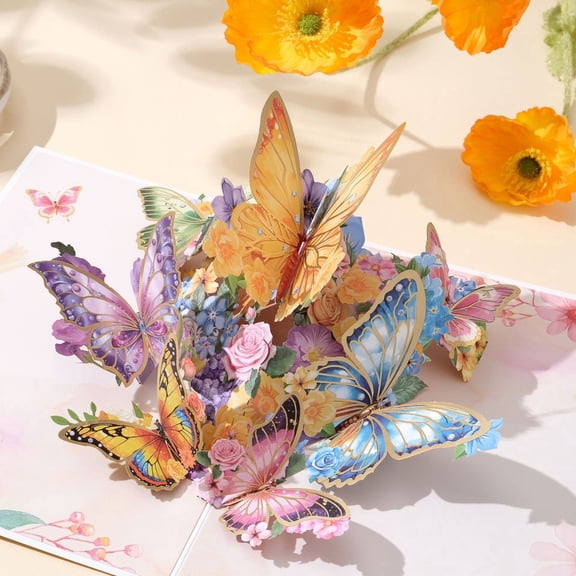 3D Pop Up Birthday Card Butterfly Garden Greeting Card with Note Card – Elegant Floral Pop-Up Card for Birthday, Mother’s Day, Wedding, Anniversary Wife, Mom, Grandma, Daughter, Girlfriend