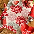 thumbnail image 4 of Red Pink Dahlia Floral Pinnata Christmas Table Runner, Valentine Summer Kitchen Dining Table Decoration for Home Party Decor 13x36 Inch, 4 of 6