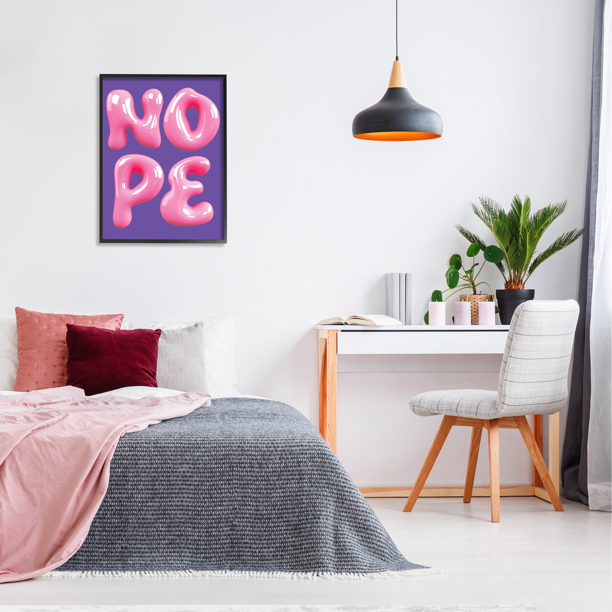 Stupell Industries Abstract Nope Bold Text Typography Painting Black Framed Art Print Wall Art, 24 x 30