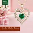 thumbnail image 3 of Heart Birthstone Necklaces Gift for Women, 925 Sterling Silver Fine Jewelry, Pendant Necklace Valentines Day Gift Anniversary Birthday Gifts for Women Wife Mom Girlfriend Her, 3 of 12