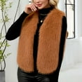 thumbnail image 2 of Dazajoo Women Faux Fur Vest Jacket Sleeveless Open Front Cardigan Winter Casual V Neck Cropped Jackets,Brown,S, 2 of 10