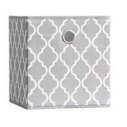 Style Selections (10.5-in W x 11-in H x 10.5-in D) Grey Trellis Fabric Collapsible Bin