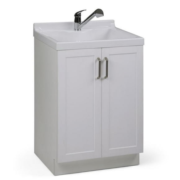 Simpli Home Kyle 24" Laundry Sink Cabinet in White