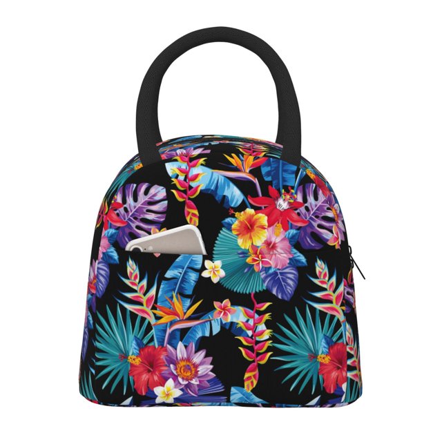 Fotbe Tropical Palm Leaves Bolsa de Almuerzo con Estampado, Lonchera Aislada, Contenedor de Comida Reutilizable Tipo Cooler a Prueba de Fugas
