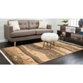 thumbnail image 3 of 7' x 10' Tan Brown and Beige Vintage Striped Rectangular Area Throw Rug, 3 of 8