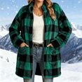 thumbnail image 2 of ZZkhGO Women's Winter Plaid Button‑Front Lapel Velvet Winter Jacket with Side Pockets Mid‑Length Double‑Sided Warm Coat, 2 of 6