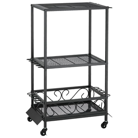 Portable 10-Rod Fishing Cart with Wheels Mobile Tackle Storage Organizer for Garage or Home Use Fishing Gear Rack for Rods Reels&Accessories
