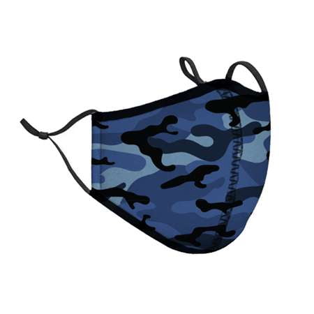 Top Trenz Neoprene, Reusable & Washable Blue Camo Face Mask (Adult Men)
