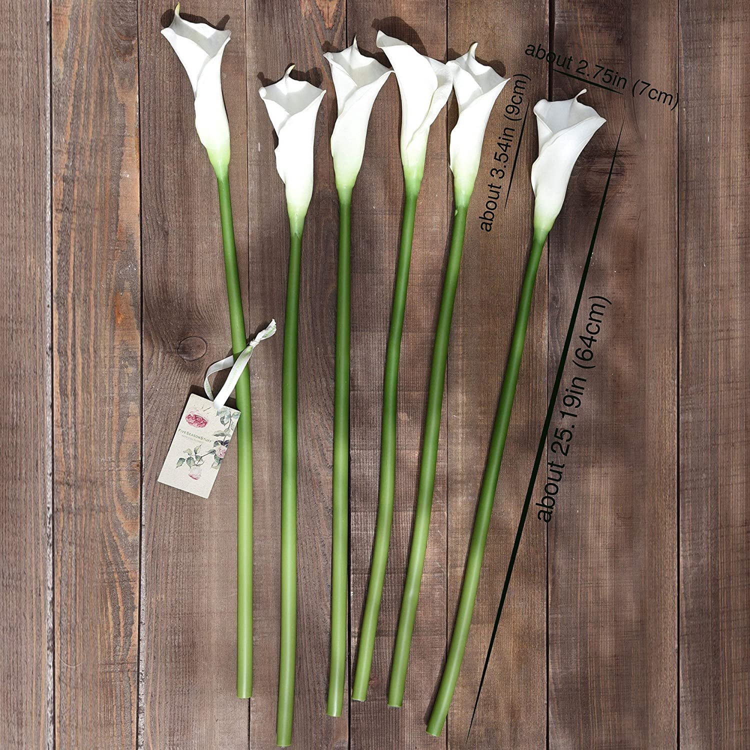 Real Touch Calla Lily Artificial Flowers, Wedding Bridal Floral Arrangements (25'' 6 Long Stems, Spring White)