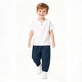 thumbnail image 6 of CHEEREAM Summer Sets For Kids Jogger Pants and Short Sleeve Button Crew Neck Shirt Boys Leisure Active Beach 2-Piece Outfits, 6 of 6