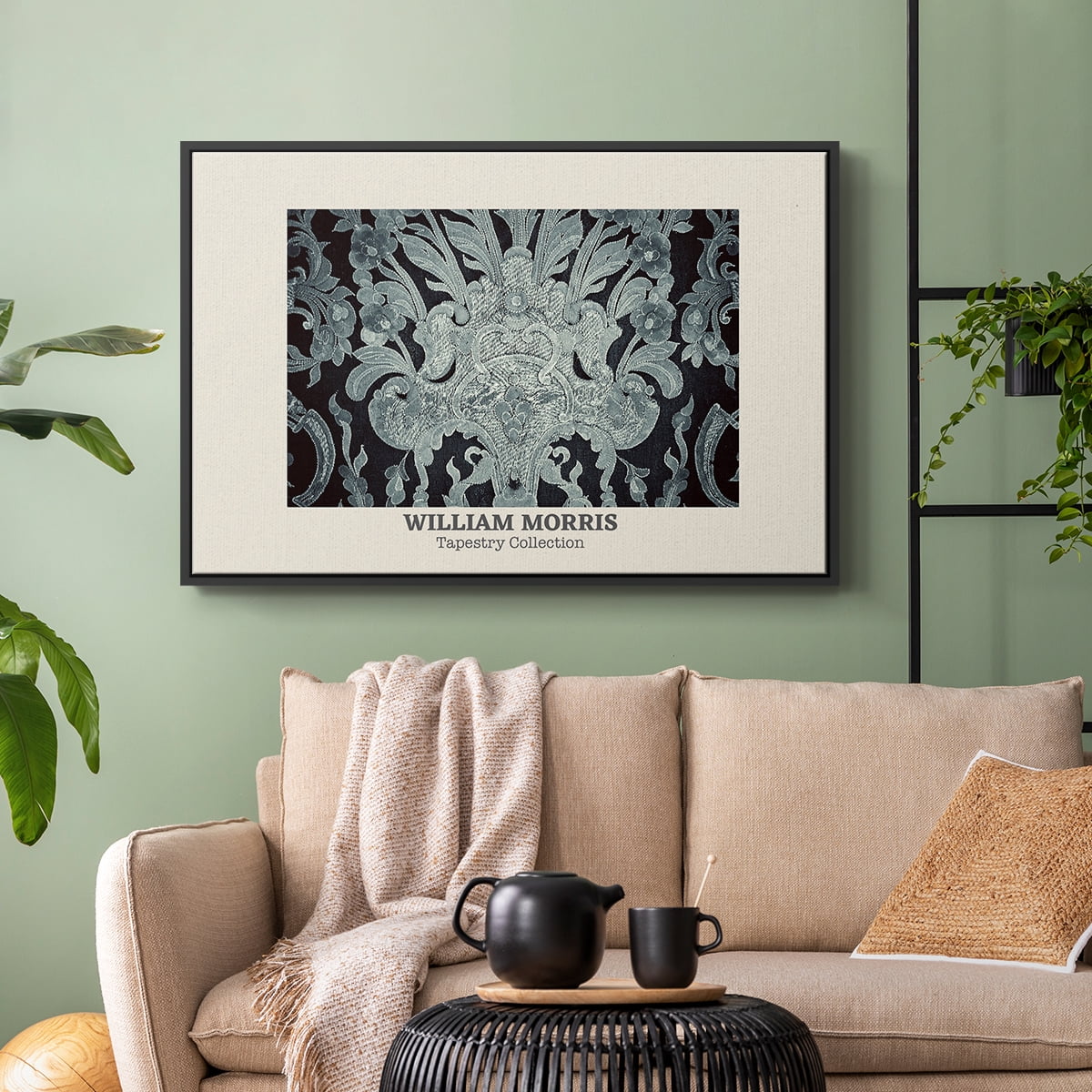 Vintage Abstract Print-XLII Framed in Black Wood Gallery Wrapped Canvas 25 in. x 37 in.