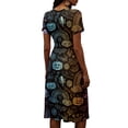 thumbnail image 5 of Halloween Wrap Dress for Women Casual Short Sleeve Dress V Neck Halloween Printed Halloween Party Vacation Outfit, 5 of 5