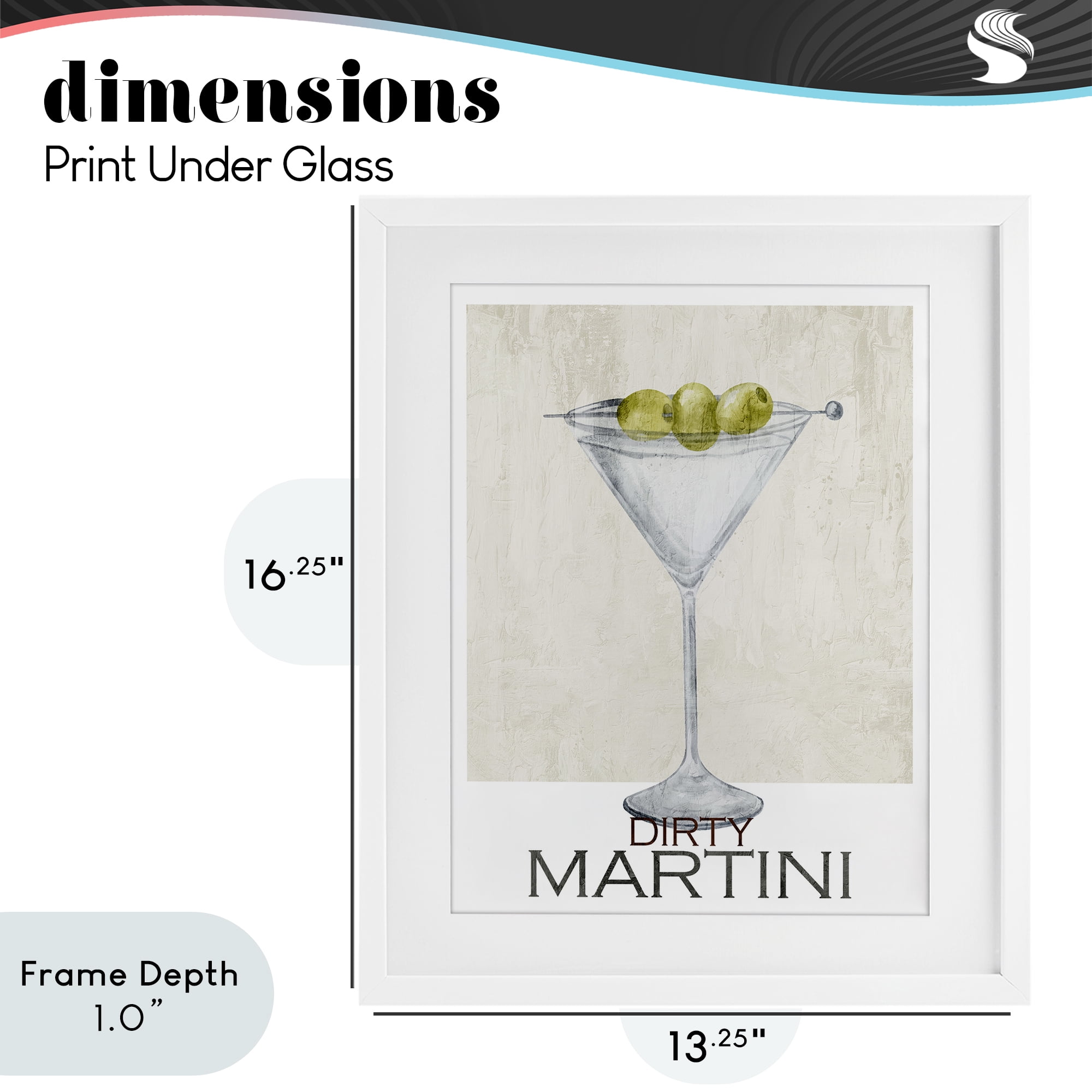 Stupell Industries Dirty Martini Olives White Framed Print Under Glass, design by Kim Allen
