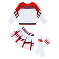 thumbnail image 3 of Hansber Costume de Cheerleading pour Filles, Déguisement Musical, Uniforme de Chef de Cheerleading avec Pompons, Tenues Complètes, Costume Rouge 140, 3 of 7
