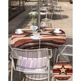 thumbnail image 5 of Hokiten Outdoor Tablecloths with Umbrella Hole & Zipper, Brown Red Star Western Round Tablecloths 60 Inch, Vintage Country Wooden Waterproof Table Cloth, Patio/Pool/Picnic Table Covers, 5 of 7