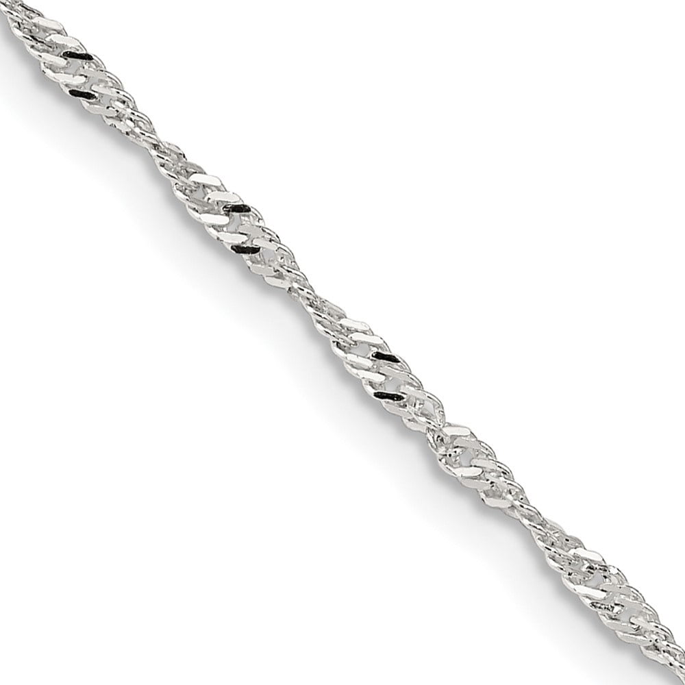 Diamond2Deal 925 Sterling Silver 1.75 mm Singapore Chain Necklace for Women 20"