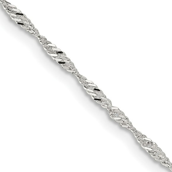 Diamond2Deal 925 Sterling Silver 1.75 mm Singapore Chain w/4in ext. Necklace for Women 22"