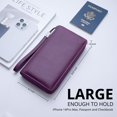 thumbnail image 3 of Cartera Bveyzi de piel con bloqueo RFID para mujer, color morado, 3 of 7