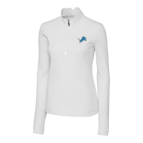 Women's Cutter & Buck White Detroit Lions Traverse Half-Zip Pullover Jacket