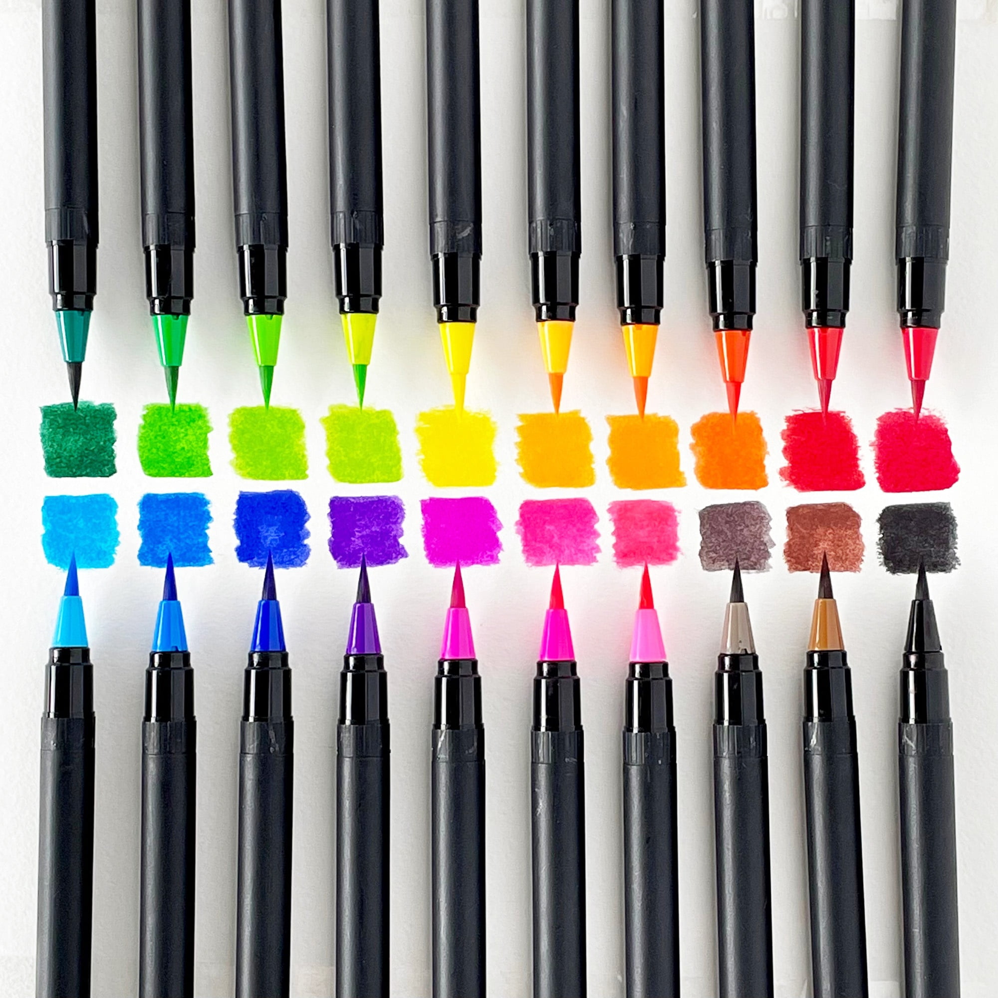 Spec101 Color Brush Pens for Watercolor Painting - 6pc Refillable Water  Color Markers Flat to Fine Tip Aqua Brush Pens