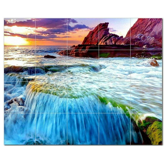 Waterfall Picture Ceramic Tile Mural Kitchen Backsplash Bathroom Shower, 406205