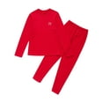 thumbnail image 3 of iEFiEL Kids Girls Two-piece Thermal Underwear Set Solid Color Base Layer Long Sleeve T-shirt with Leggings Red 5-6, 3 of 7