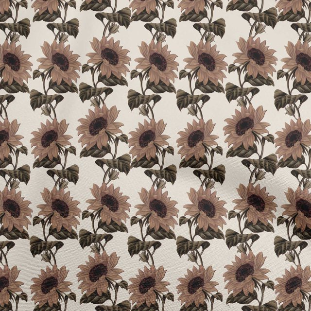 oneOone Polyester Spandex Brown Fabric Floral Sewing Material Print Fabric By The Yard 56 Inch Wide