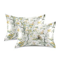 Yayeee Pillowcase King Size Set of 2 Satin Wrinkle Resistant Envelope Pillow Case, Watercolor Forest Animals