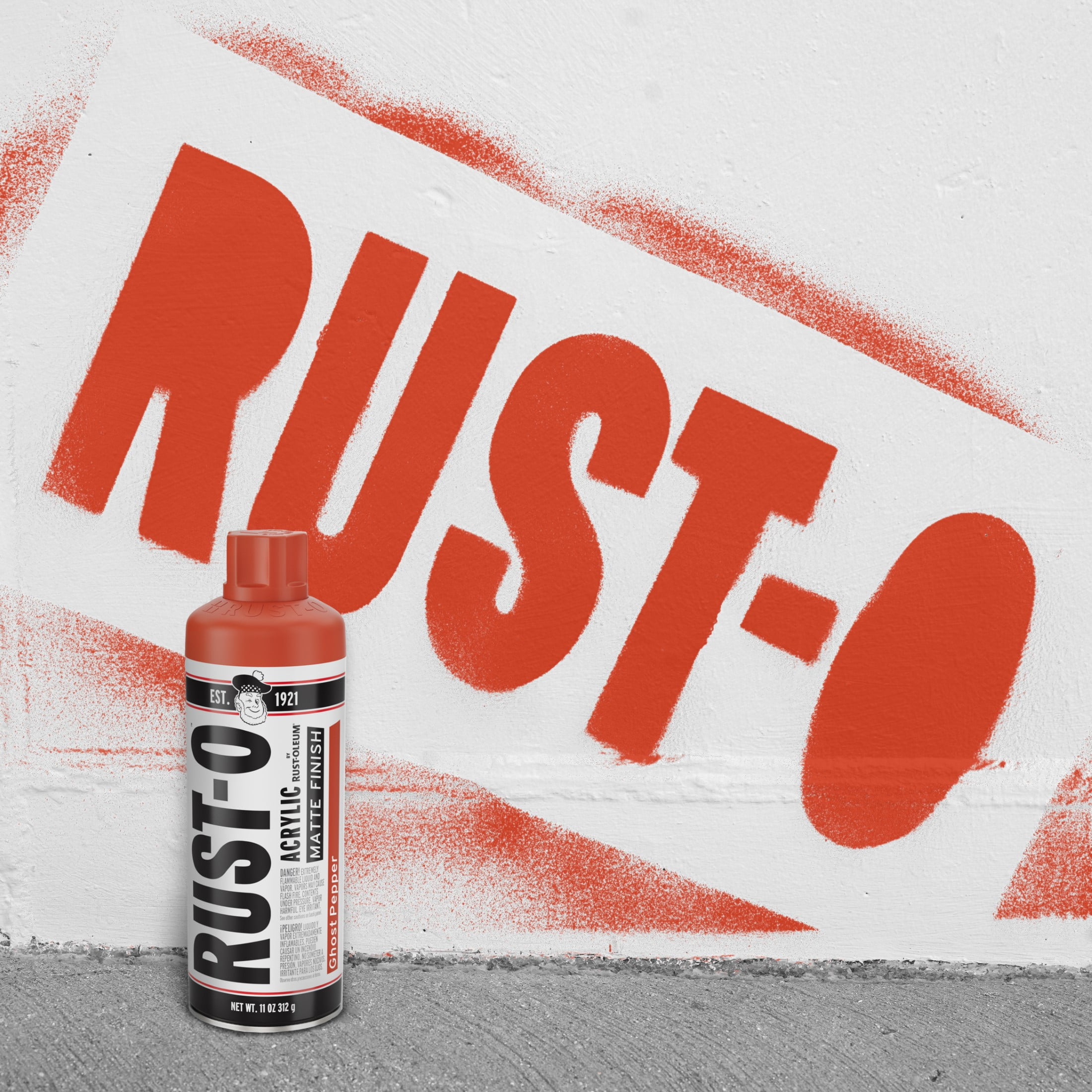 6 Pack, Ghost Pepper, Rust-Oleum Rust-O Acrylic Matte Spray Paint-392212, 11 oz