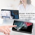 thumbnail image 4 of Allytech Galaxy S22 Ultra Case with Zipper Pocket & Cards Holder, Floral Slim Wallet Case for Girls Women Shockproof Stand Compatible with Car Mount Phone Case for Samsung Galaxy S22 Ultra -Blue, 4 of 9