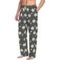 thumbnail image 2 of Uemuo Daisies Flowers Pattern Men's Wide Leg Palazzo Lounge Pants with Pockets Light Weight Loose Comfy Casual Pajama Pants-Medium, 2 of 9