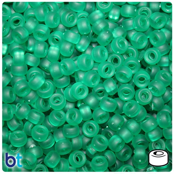 BeadTin Emerald Frosted 6.5mm Mini Barrel Pony Beads (1000pcs)