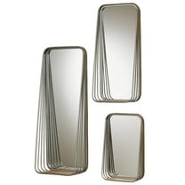 Braddox Mirrored Contemporary Wall Shelves Gun Metal Set of Three Set of 3